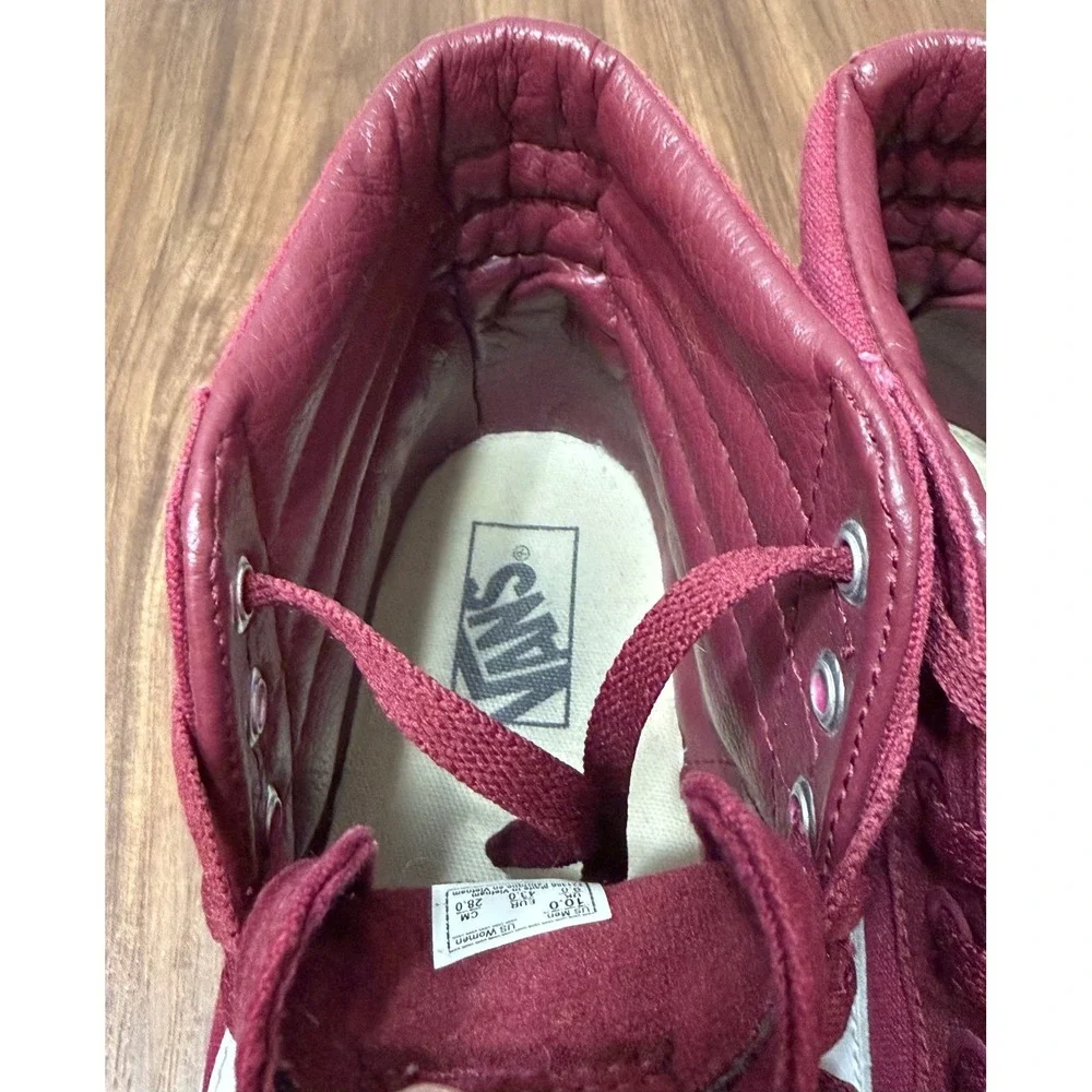 Vans Sk8-Hi Burgundy Maroon High Top Canvas Skateboarding Shoes Mens Sz 10